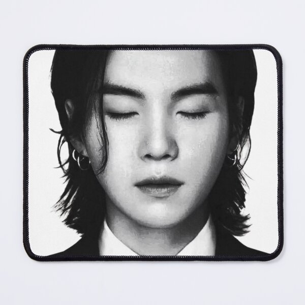 Item preview, Suga BTS Minimalist Black and White Portrait - Agust D Eyes Closed Aesthetic designed and sold by Mooncreates7.