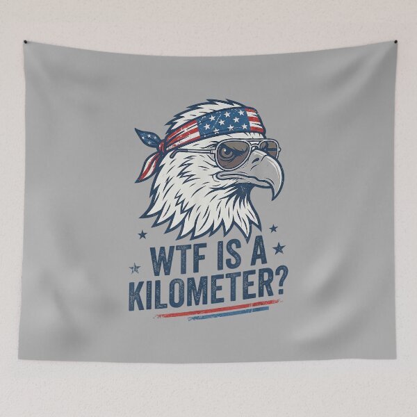 Item preview, WTF is A Kilometer Patriotic Eagle Humor Funny designed and sold by ArleneRowe.