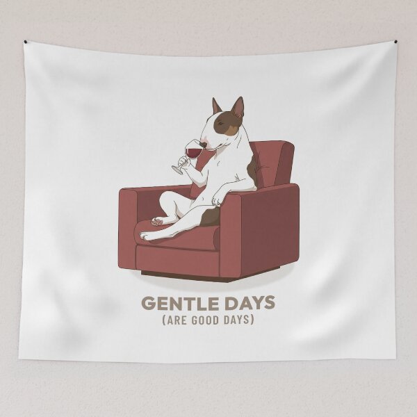 Item preview, Bull Terrier Drinking Wine Relaxing Cottagecore Vintage Aesthetic designed and sold by COZY VINTAGE animal.