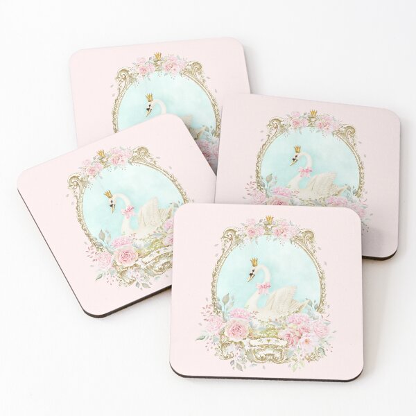 Item preview, The Shabby White Swan, romantic with pink flowers designed and sold by Wendy Paula Patterson.