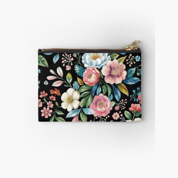 Item preview, Cuaderno con estampado de jardín botánico oscuro y flores rosas y azules designed and sold by FestivityFinds.