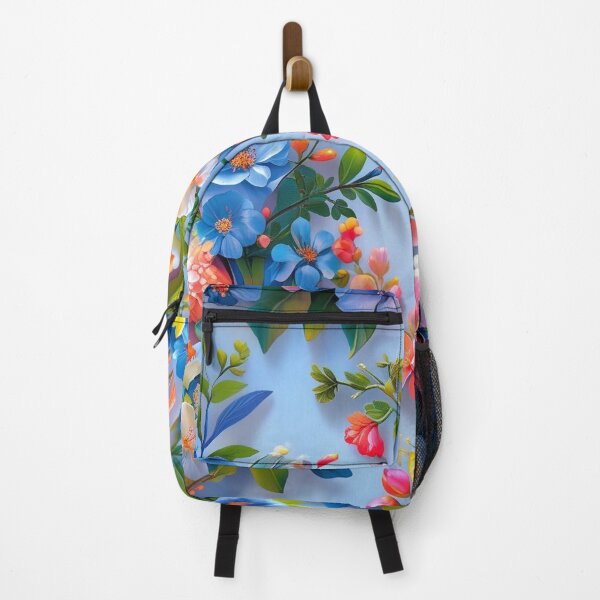 Artikelvorschau, Handyhülle mit blauem Blumenmuster und bunten tropischen Blumen entworfen und verkauft von FestivityFinds.
