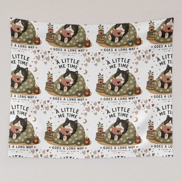 Item preview, A Little Me Time Goes a Long Way – Cute Reading Cat | Cozy Book Lover & Self Care Kawaii Cat Design designed and sold by 1234saad.