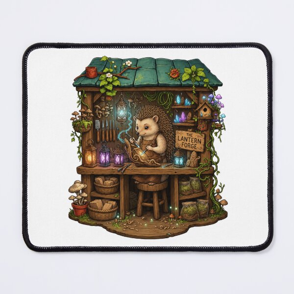 Item preview, The Lantern Forge | Enchanted Hedgehog Workshop | Magical Lantern Maker | Woodland Fantasy Artisan | Cozy Cottagecore Art designed and sold by MrDev.