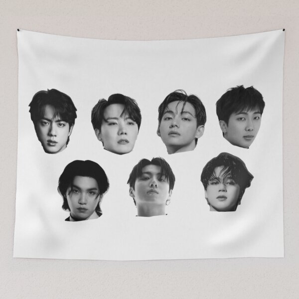 Item preview, BTS All 7 Members Black and White Portrait Collage - OT7 Kpop Graphic designed and sold by Mooncreates7.