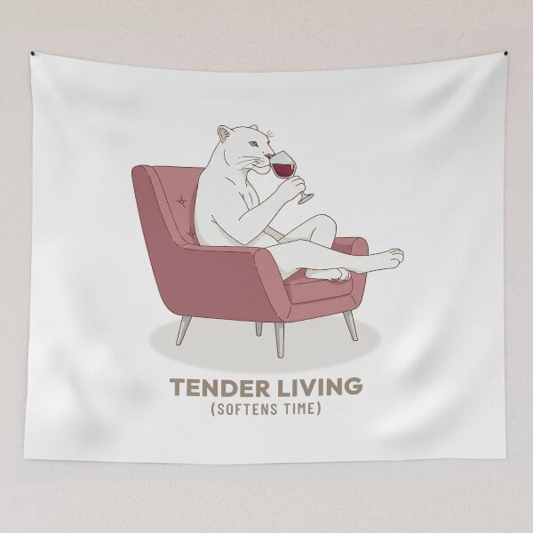Item preview, White Panther Drinking Wine Relaxing Evening Vintage Aesthetic designed and sold by COZY VINTAGE animal.