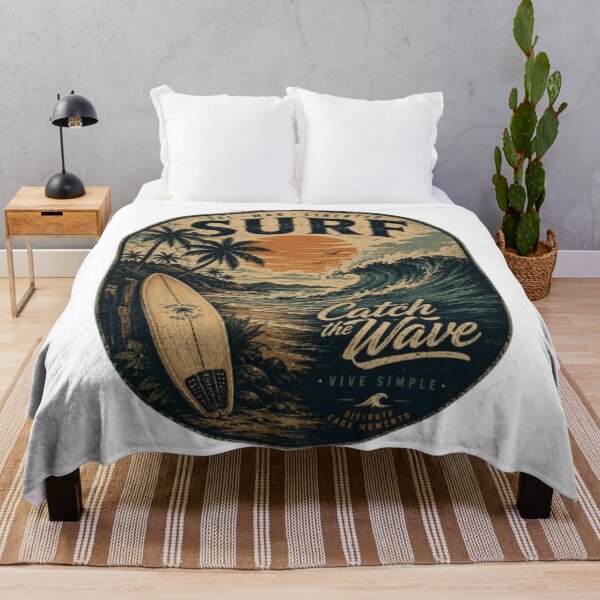 Item preview, Retro Vintage Surf - Catch the Wave, Surfboard and Tropical Sunset designed and sold by victorstudioart.