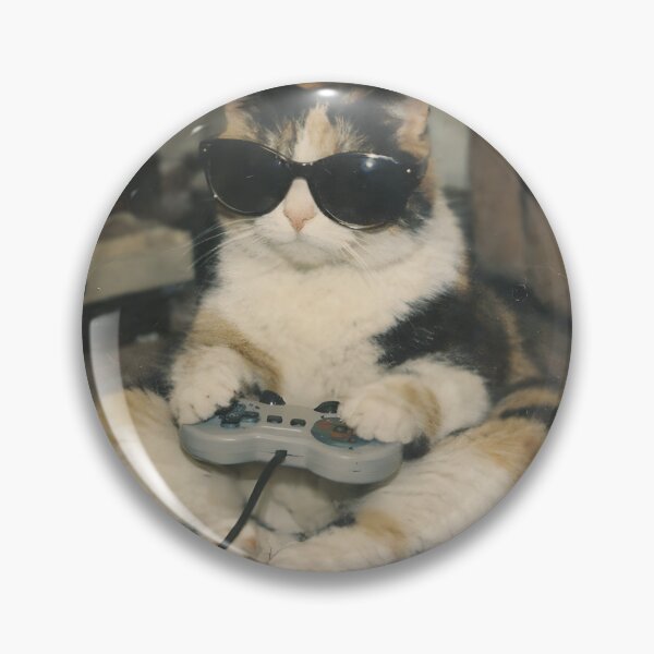 Item preview, Cool Gamer Cat Vintage Wall Art | Retro Gaming Feline Portrait | Nostalgic Film Grain Photography Aesthetic Print designed and sold by PaintedPixels01.