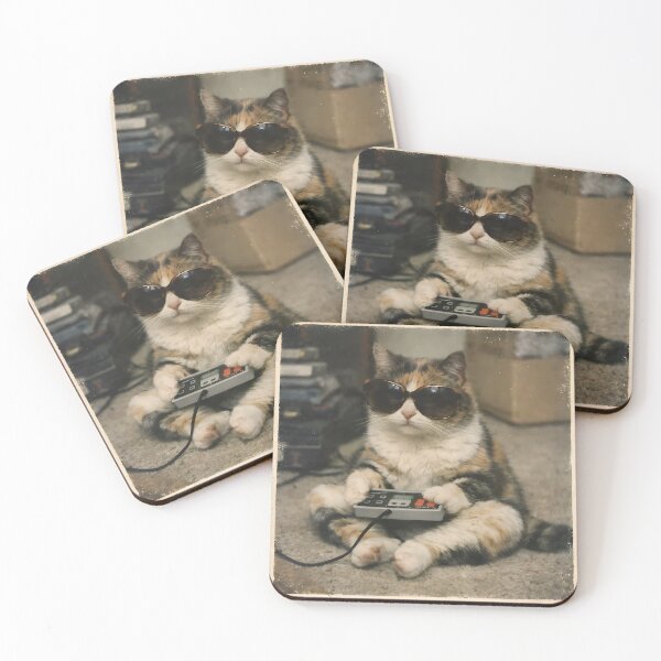 Item preview, Cool Gamer Cat Vintage Wall Art | Retro Gaming Feline Portrait | Nostalgic Film Grain Photography Aesthetic Print designed and sold by PaintedPixels01.