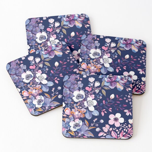 Item preview, Luxury Dark Floral Botanical Laptop Sleeve | Navy Blue Pink Purple Flower Garden Design designed and sold by FestivityFinds.
