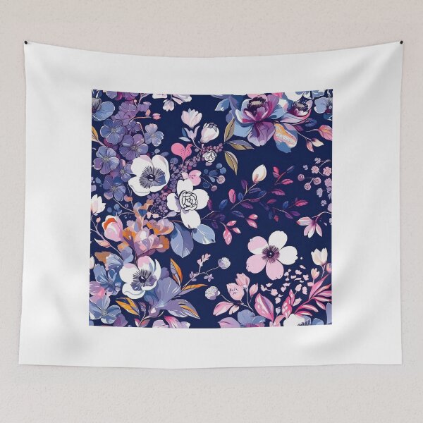 Item preview, Luxury Dark Floral Botanical Laptop Sleeve | Navy Blue Pink Purple Flower Garden Design designed and sold by FestivityFinds.