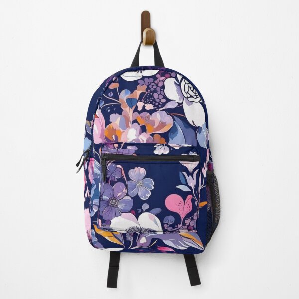 Item preview, Luxury Dark Floral Botanical Laptop Sleeve | Navy Blue Pink Purple Flower Garden Design designed and sold by FestivityFinds.