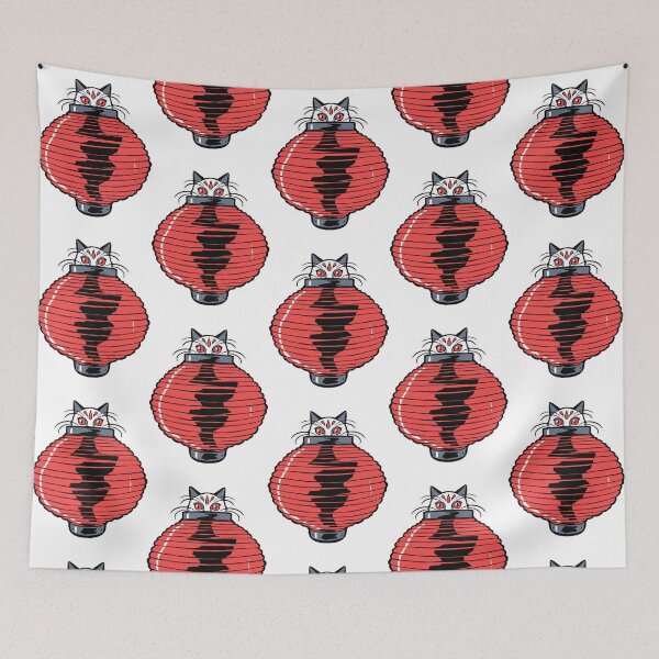 Item preview, Cat In Japanese Lantern Cute Chochin Festival Mascot Design designed and sold by Kikinomiarts.