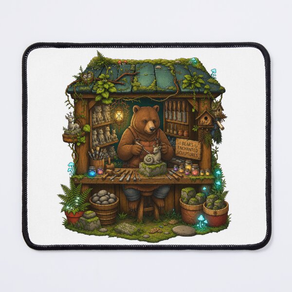 Item preview, Bear's Enchanted Sculptures | Magical Woodland Stone Carver | Fantasy Artisan Workshop | Cottagecore Forest Art | Storybook Bear designed and sold by MrDev.
