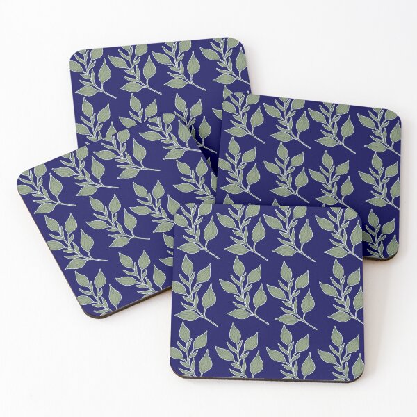 Item preview, Electric Navy Blue Botanical Leaves | Moody Nature Pattern designed and sold by ​Jyoti Digital Artist.