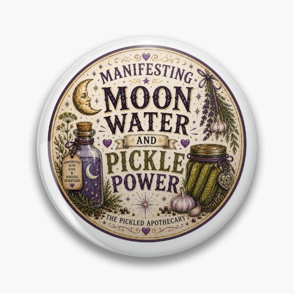 Item preview, Funny Pickle Manifesting Moon Water & Pickle Power Sticker designed and sold by Imagine Ink Design Studio.