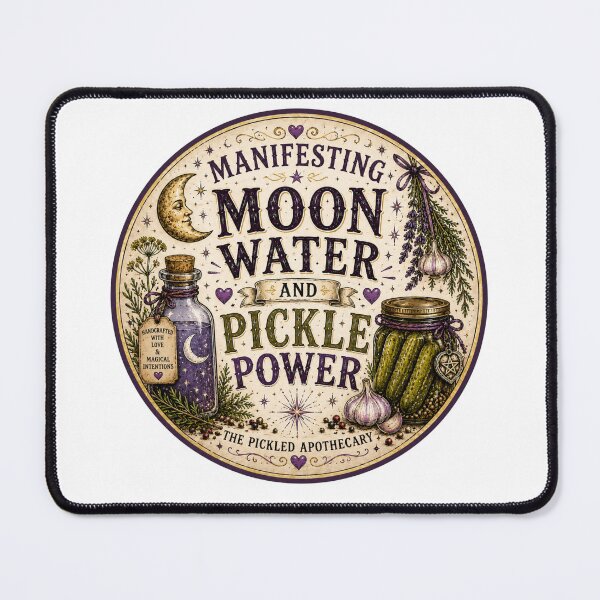 Item preview, Funny Pickle Manifesting Moon Water & Pickle Power Sticker designed and sold by Imagine Ink Design Studio.