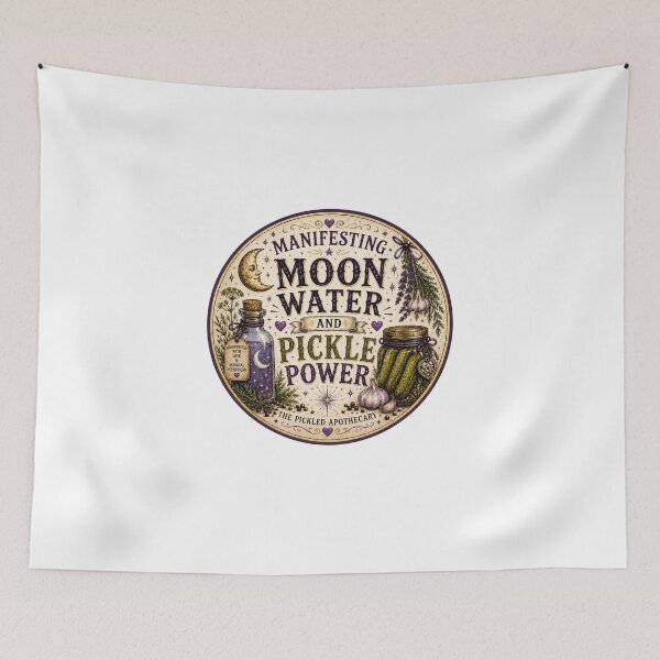 Item preview, Funny Pickle Manifesting Moon Water & Pickle Power Sticker designed and sold by Imagine Ink Design Studio.
