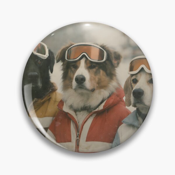 Item preview, Three Dog Friends Ski Vacation Wall Art | Whimsical Winter Adventure Portrait | Retro Photography Style Snow Scene Print designed and sold by PaintedPixels01.