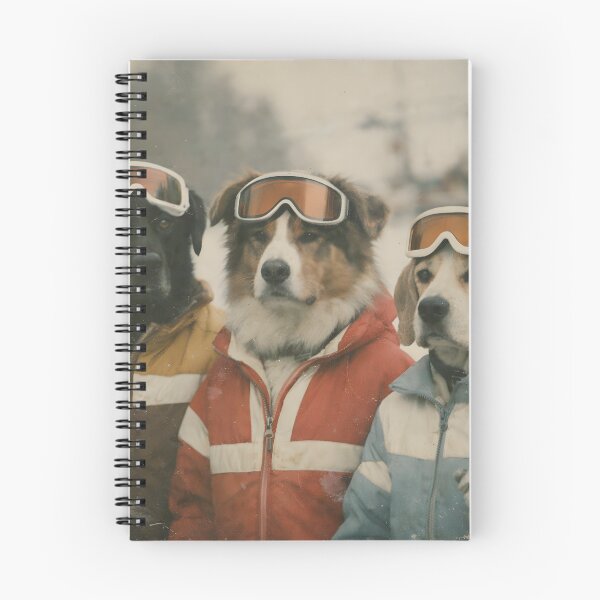 Item preview, Three Dog Friends Ski Vacation Wall Art | Whimsical Winter Adventure Portrait | Retro Photography Style Snow Scene Print designed and sold by PaintedPixels01.