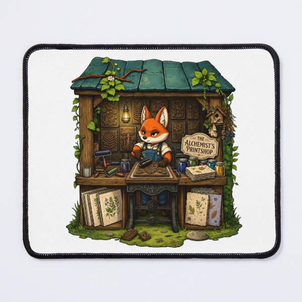 Item preview, The Alchemist's Printshop | Enchanted Fox Botanical Printer | Magical Nature Press | Cottagecore Fantasy Workshop | Woodland Artisan designed and sold by MrDev.