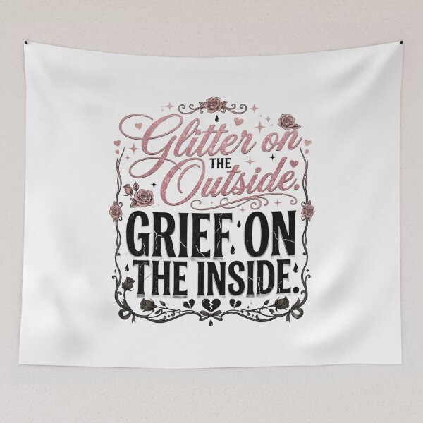 Item preview, Glitter On The Outside Grief On The Inside Sad Girl Design designed and sold by InkroarCo.