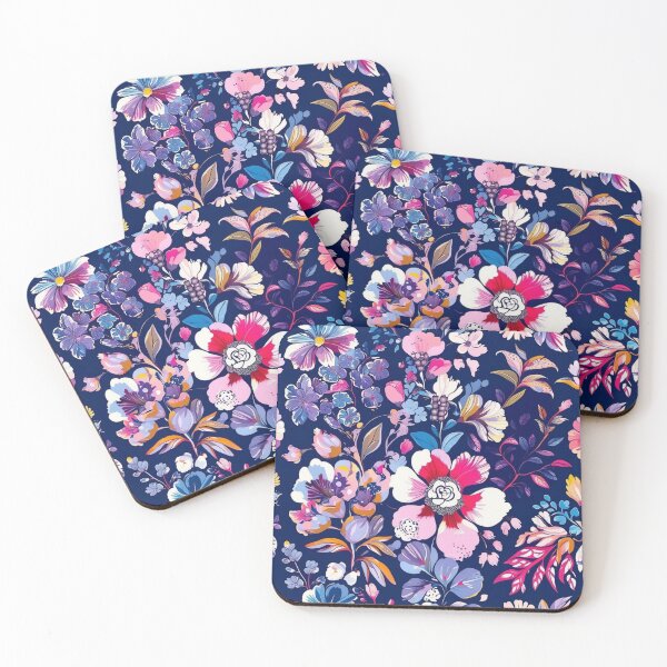 Artikelvorschau, Luxuriöses Notizbuch mit floralem Muster | Marineblau, Rosa, Lila Blumendesign entworfen und verkauft von FestivityFinds.
