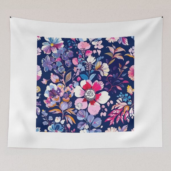 Artikelvorschau, Luxuriöses Notizbuch mit floralem Muster | Marineblau, Rosa, Lila Blumendesign entworfen und verkauft von FestivityFinds.