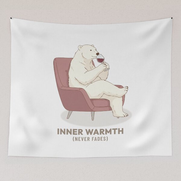 Item preview, Polar Bear Drinking Wine Cozy Evening Vintage Aesthetic designed and sold by COZY VINTAGE animal.