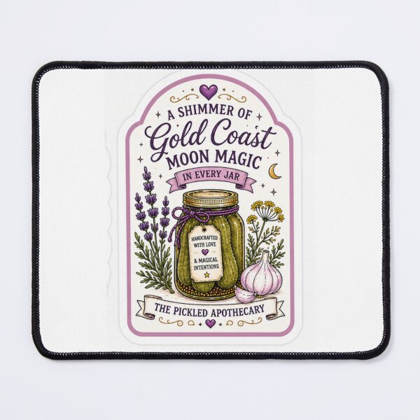 Item preview, Gold Coast Moon Magic Pickle Sticker designed and sold by Imagine Ink Design Studio.