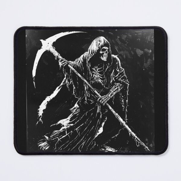 Item preview, Grim Reaper with Scythe Gothic Black and White Horror Art designed and sold by inkoutninja.