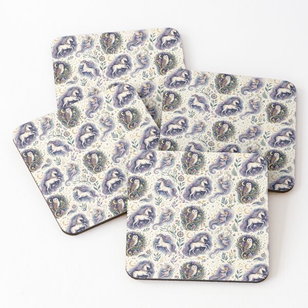 Item preview, Whimsical Watercolor Unicorn, Fairy & Owl Celestial Fantasy Pattern designed and sold by zycs.