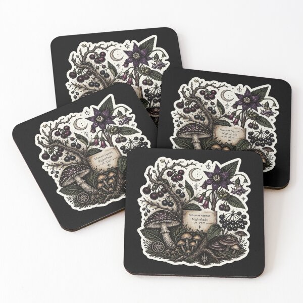 Item preview, Vintage Witchy Nightshade Botanical – Solanum Nigrum Mushroom Crescent Moon Occult Sticker designed and sold by FestivityFinds.