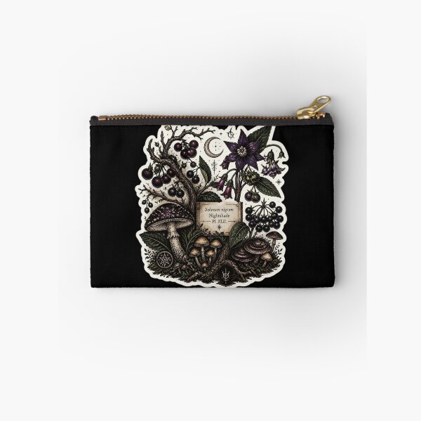 Item preview, Vintage Witchy Nightshade Botanical – Solanum Nigrum Mushroom Crescent Moon Occult Sticker designed and sold by FestivityFinds.