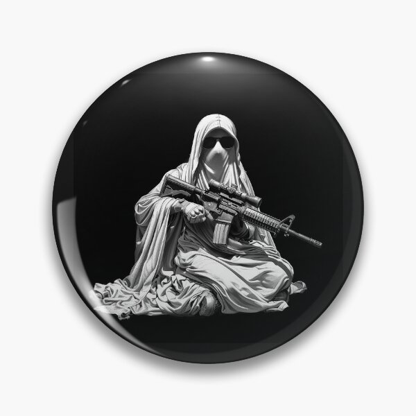 Item preview, Veiled Marksman with Scoped Rifle – Monochrome Tactical Surrealism designed and sold by inkoutninja.