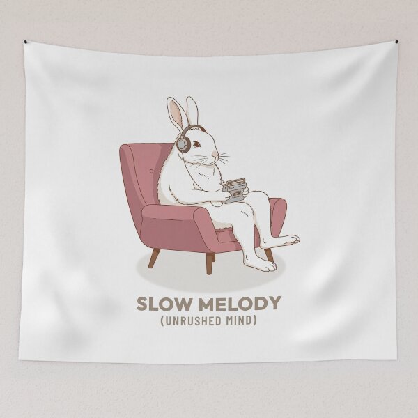 Item preview, Rabbit Listening to Music Relaxing Vintage Aesthetic designed and sold by COZY VINTAGE animal.