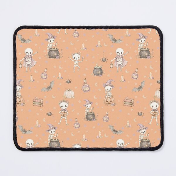 Item preview, Pastel Halloween Skeleton Pattern | Kawaii Spooky Watercolor Skeletons, Bats & Pumpkins Cottagecore Design designed and sold by PaperyAndInk.