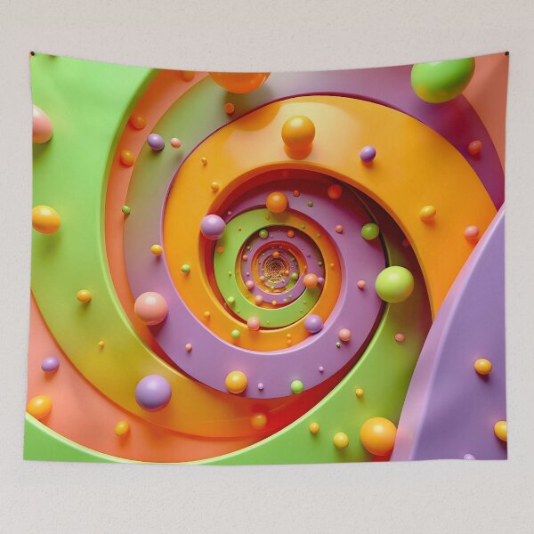 Item preview, Colorful Spiral with Floating Spheres designed and sold by Vicky Brago-Mitchell®.