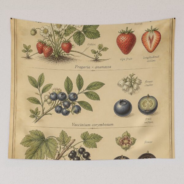 Item preview, Berry Varieties Poster | Botanical Study Strawberries Blueberries Blackcurrants designed and sold by FestivityFinds.