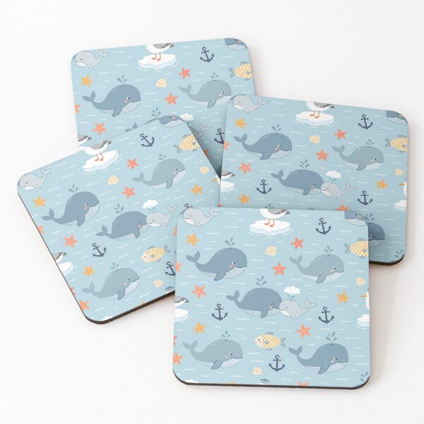Item preview, Cute Whale Ocean Friends Seamless Pattern designed and sold by Shivi-designs.
