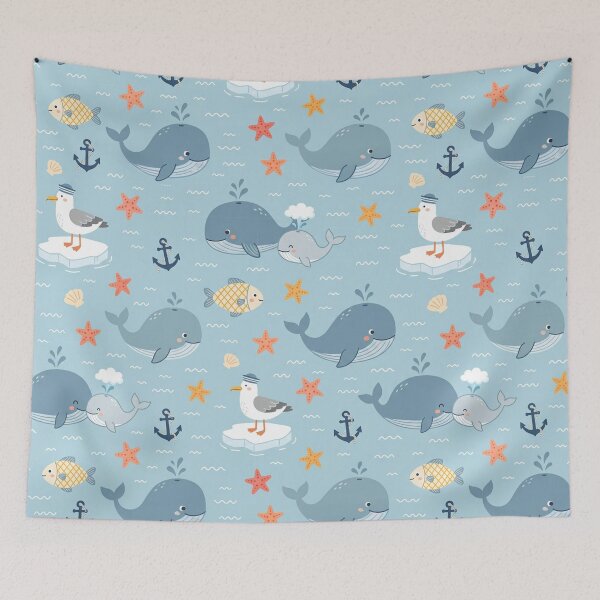 Item preview, Cute Whale Ocean Friends Seamless Pattern designed and sold by Shivi-designs.