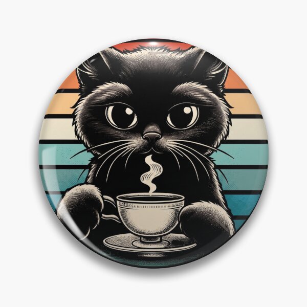Item preview, Cute but Fierce Black Cat Sipping Coffee designed and sold by TeeStyle.mr.