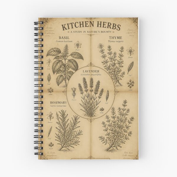 Item preview, Kitchen Herbs Poster | Basil Thyme Lavender Rosemary Botanical Study designed and sold by FestivityFinds.