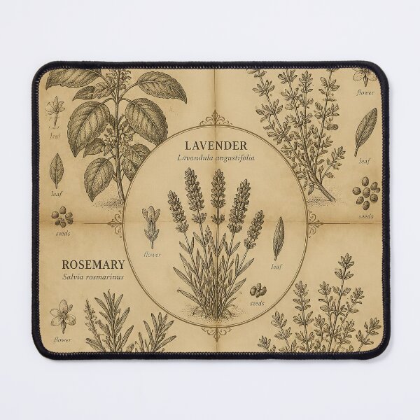 Item preview, Kitchen Herbs Poster | Basil Thyme Lavender Rosemary Botanical Study designed and sold by FestivityFinds.