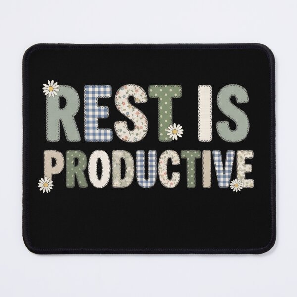 Item preview, Rest Is Productive Floral Patchwork Quote T-Shirt | Cozy Self Care Retro Design designed and sold by StickerNestYou.