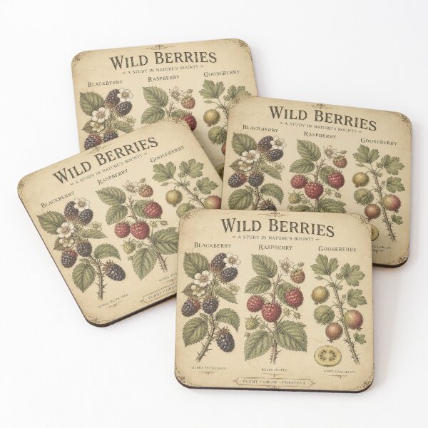 Item preview, Wild Berries Study in Nature’s Bounty Poster | Blackberry Raspberry Gooseberry Vintage Botanical designed and sold by FestivityFinds.