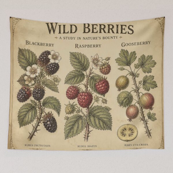 Item preview, Wild Berries Study in Nature’s Bounty Poster | Blackberry Raspberry Gooseberry Vintage Botanical designed and sold by FestivityFinds.