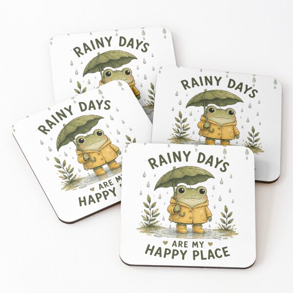 Item preview, Rainy Days Are My Happy Place – Cute Frog in Raincoat | Cozy Kawaii Frog Cottagecore Nature Design designed and sold by 1234saad.
