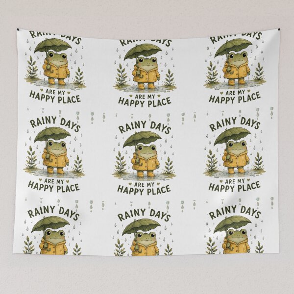 Item preview, Rainy Days Are My Happy Place – Cute Frog in Raincoat | Cozy Kawaii Frog Cottagecore Nature Design designed and sold by 1234saad.