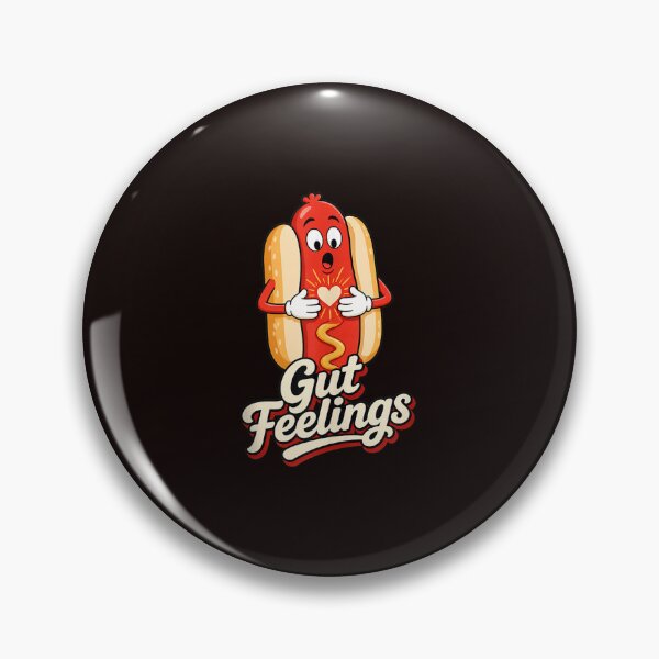 Item preview, Gut Feelings Cute Hot Dog Funny Food Pun Cartoon Vintage Design designed and sold by mari-kayden.